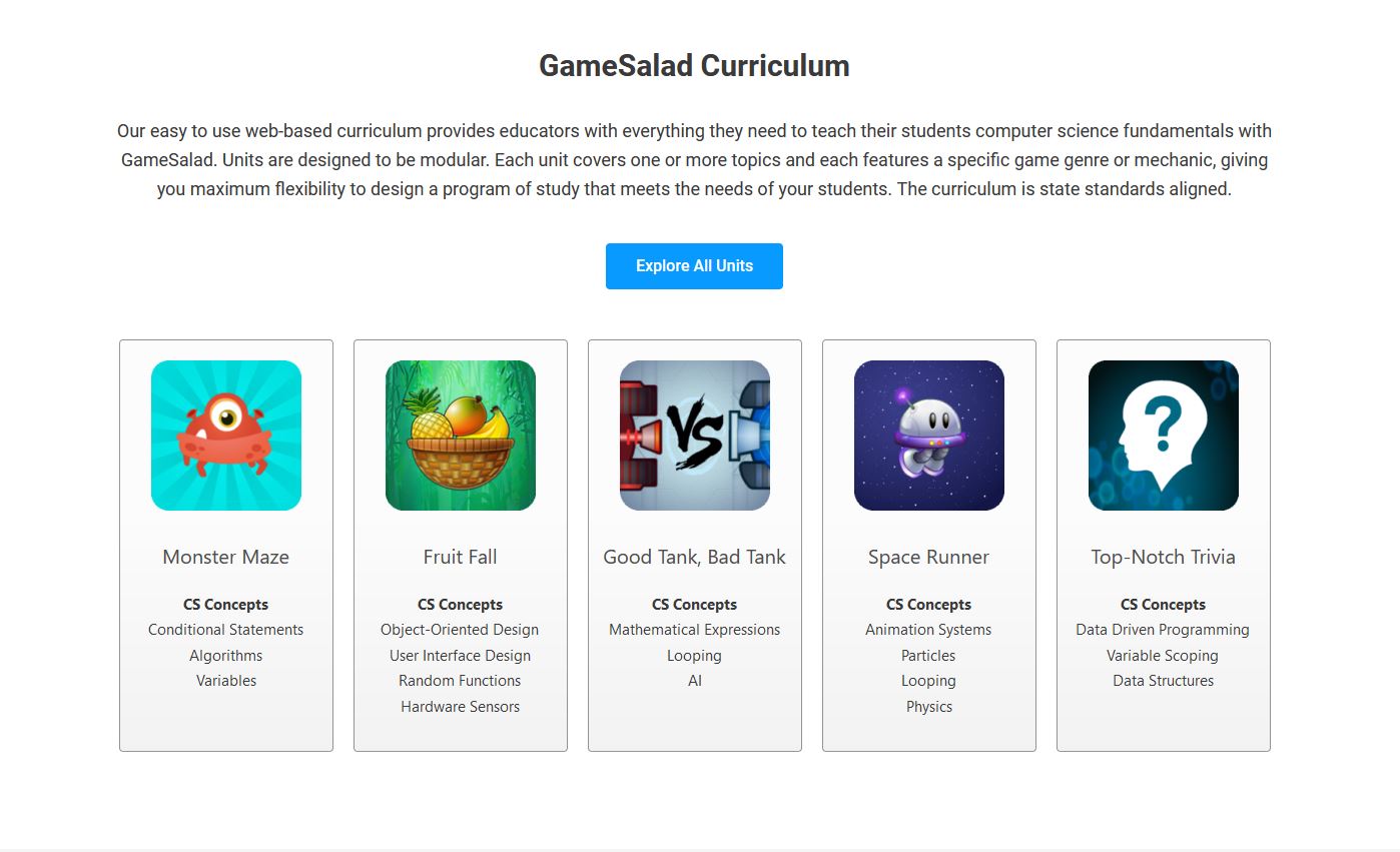 gamesalad curriculum