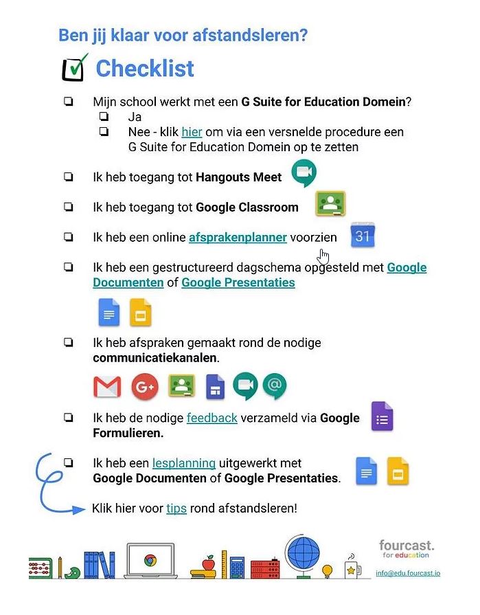 [Afstandsleren met Google] Checklist afstandsonderwijs - Fourcast for Education