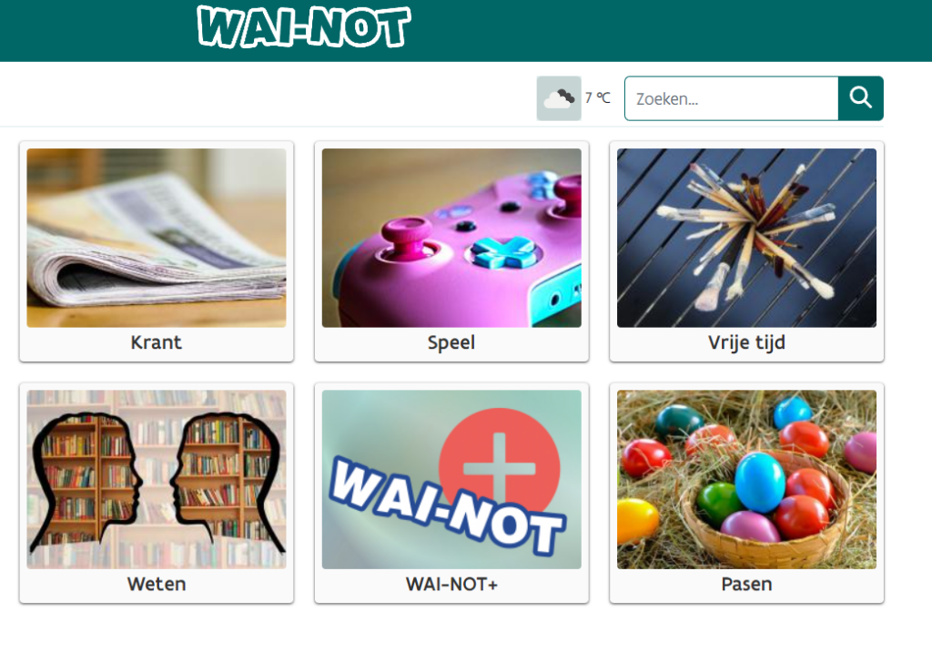 startscherm WAI NOT